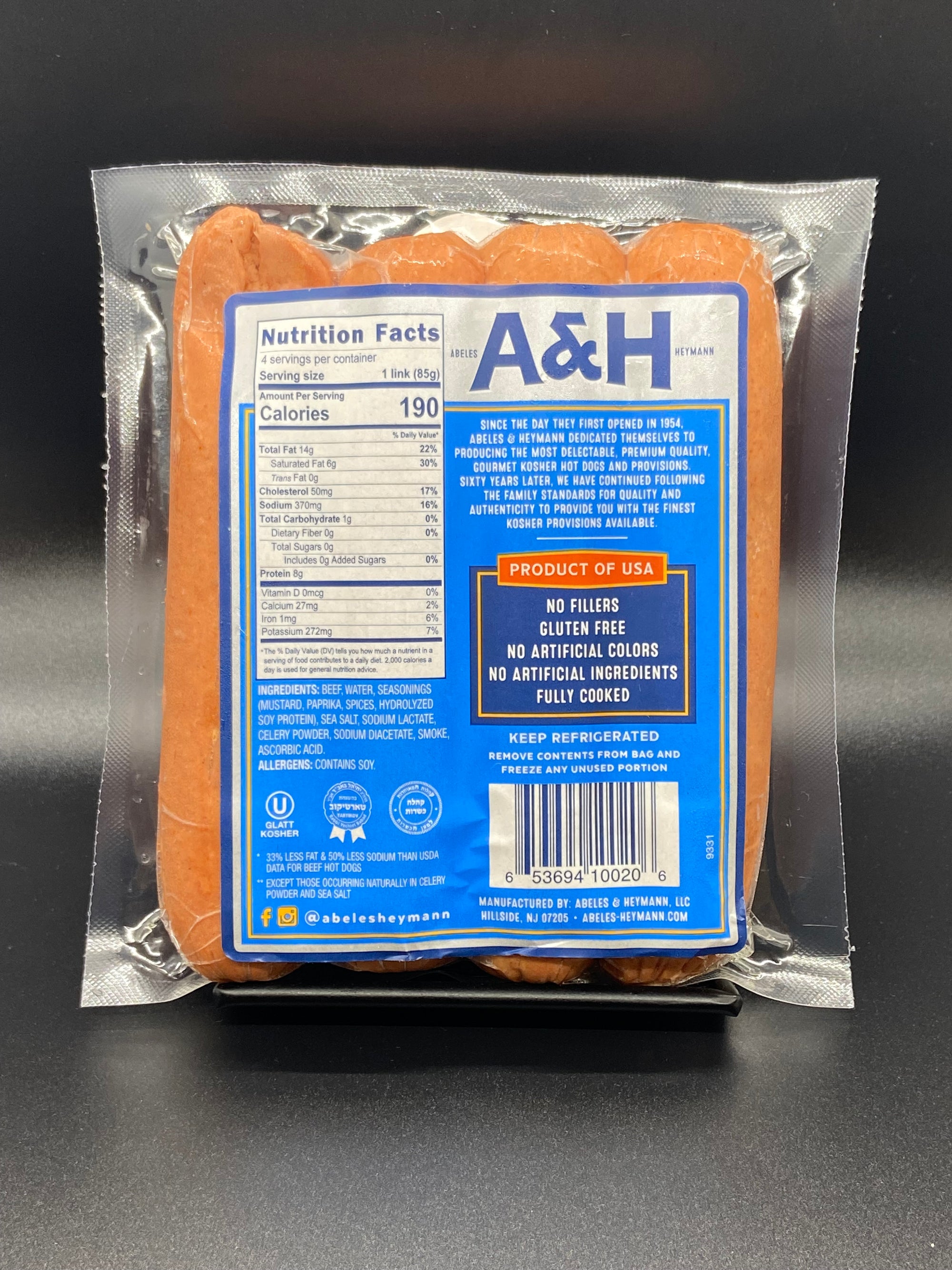 A&amp;H Uncured No Nitrate or Nitrite Added Reduced Fat &amp; Sodium Knockwurst 12 oz.