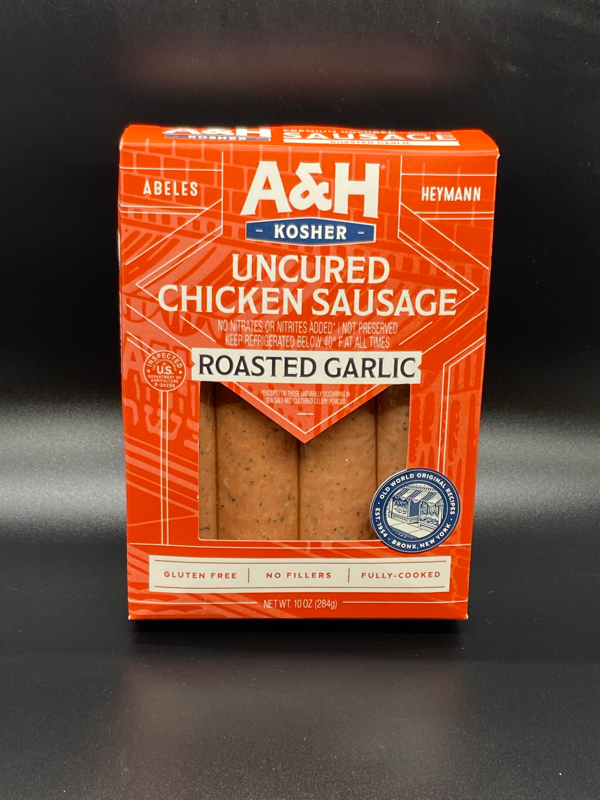 A &amp; H Uncured Chicken Garlic Roasted Sausage 10 oz.