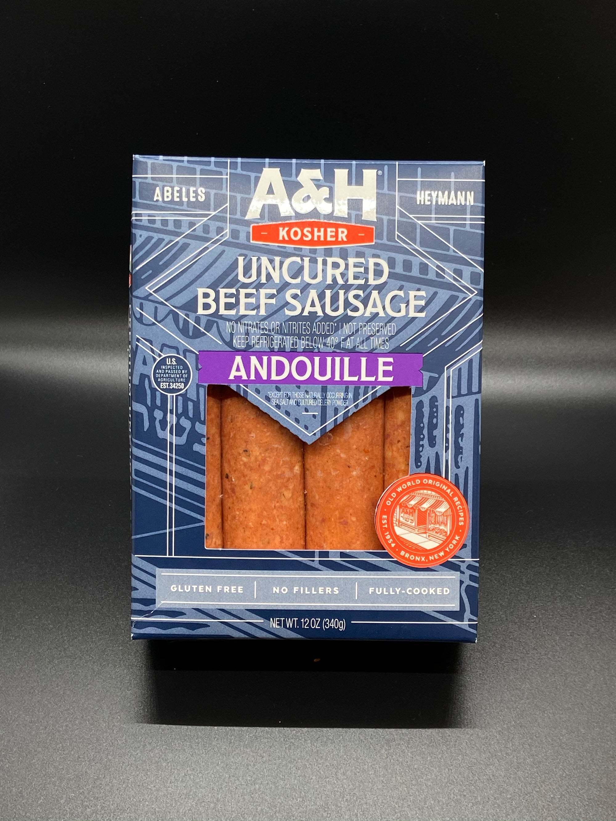 A & H Uncured Beef Andouille Sausage 12 oz.