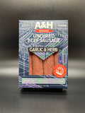 A & H Uncured Beef Garlic & Herb Sausage 12 oz.