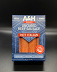 A & H Uncured Beef Hot Italian Sausage 12 oz.
