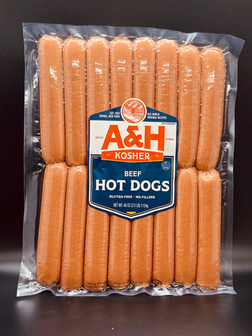 A & H Uncured No-Nitrate Added Reduced Fat & Sodium Kosher Beef Hot Dogs 12 oz.